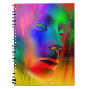 Caderno Espiral Cara psicadélico da mulher