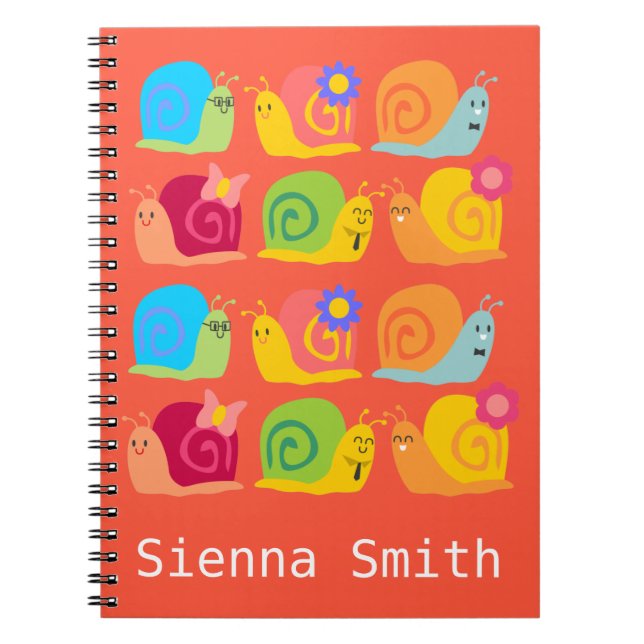 Caderno Espiral Caracóis felizes caracóis fofos (Frente)