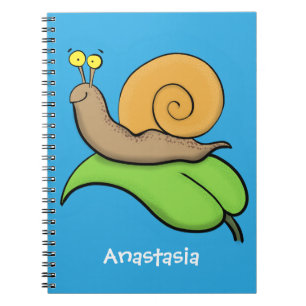 Caderno Espiral Caracol bonito e feliz numa ilustração de desenho