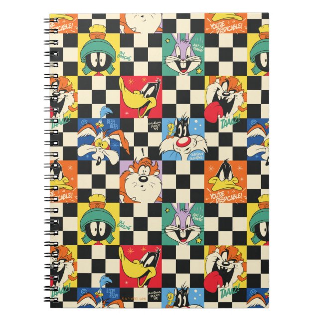 Caderno Espiral CARACTERES LOONEY TUNES™ no Verificador preto e br (Frente)