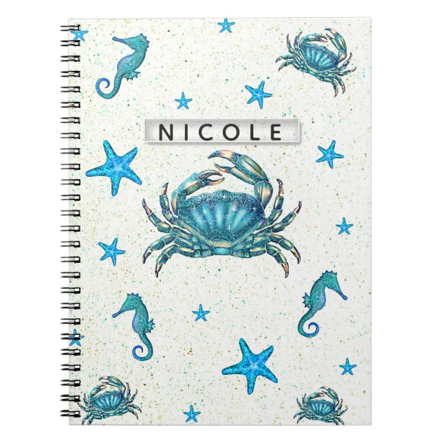 Caderno Espiral Caranguejo Azul de Praia Moderno Estrela Cavalo-Ma (Frente)