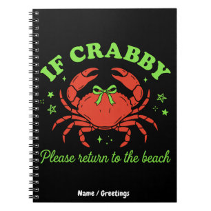 Caderno Espiral  Caranguejo Costeiro Sassy Estética de Arco Vintag