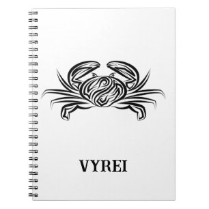 Caderno Espiral Caranguejo Tribal Negro e Branco