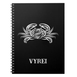 Caderno Espiral Caranguejo Tribal Negro e Branco