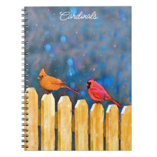 Caderno Espiral Cardeais na pintura de cerca - Arte original