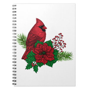 Caderno Espiral Cardeais Vermelhos na decoração de Natal