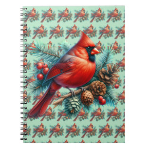 Caderno Espiral Cardeal em Pine Branch com Berries de inverno