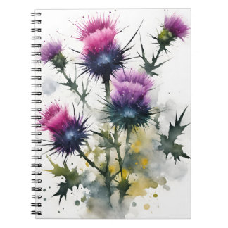 Caderno Espiral Cardo - Flores de aquarela