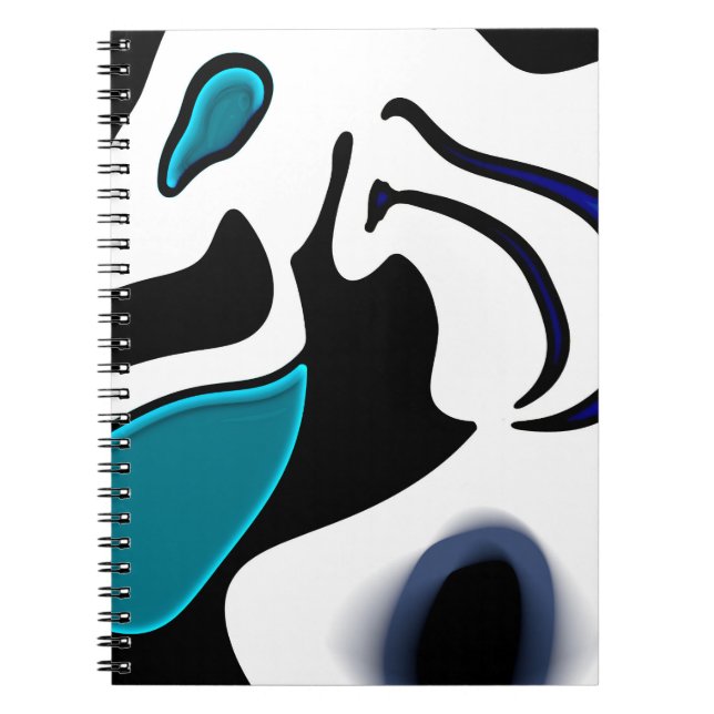 Caderno Espiral Carga de Profundidade: Abstrato Preto, Branco e Az (Frente)
