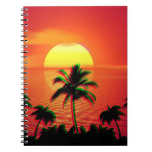 Caderno Espiral Caribe estética solar Vaporwave Retro 80s 90s