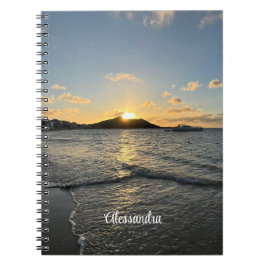 Caderno Espiral Caribe Paraíso Tropical Tranquilo Sunset