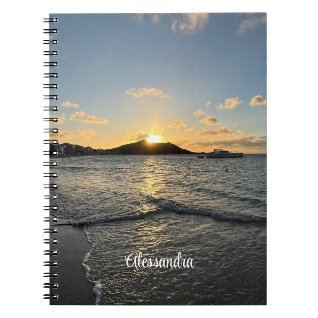 Caderno Espiral Caribe Paraíso Tropical Tranquilo Sunset (Frente)