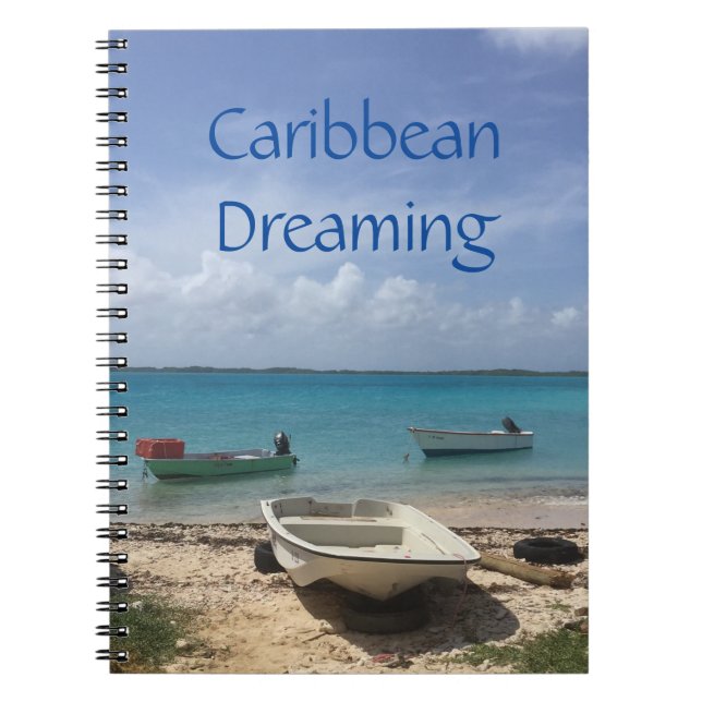 Caderno Espiral Caribe Sonhando com o Bonaire Barcos de Pesca Ocea (Frente)