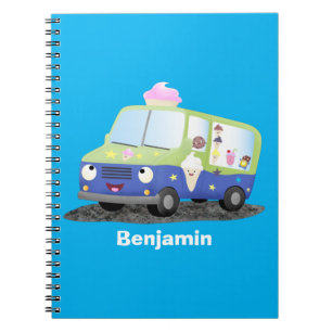 Caderno Espiral Caricatura de caminhão de sorvete feliz