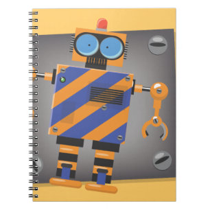 Caderno Espiral Caricatura de Robô Mecânico