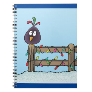 Caderno Espiral Caricatura de Sábios Aplaude Pássaro na Cerca