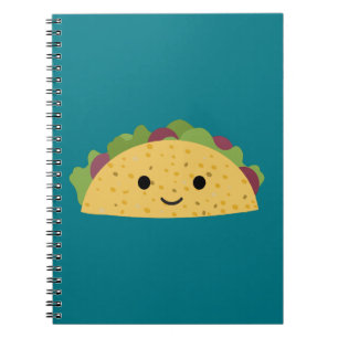 Caderno Espiral Caricatura Fantástica Kawaii Sorrindo Taco
