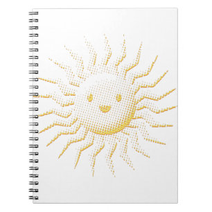 Caderno Espiral Caricatura Sorrindo Face Solar