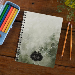 Caderno Espiral Carimbo da Natureza Monograma | Nome Personalizado