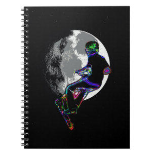 Caderno Espiral Carimbo de Patinete com Lua - Trabalho de arte Pat