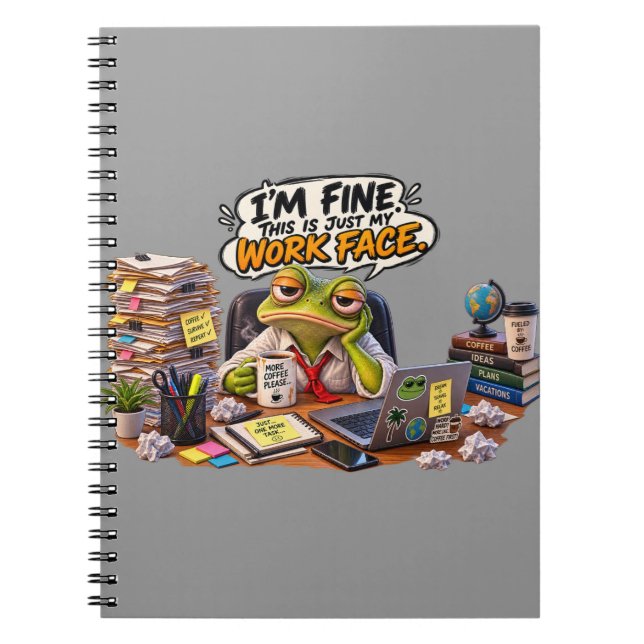 Caderno Espiral Carinha de Trabalho de Sapo Engraç (Frente)