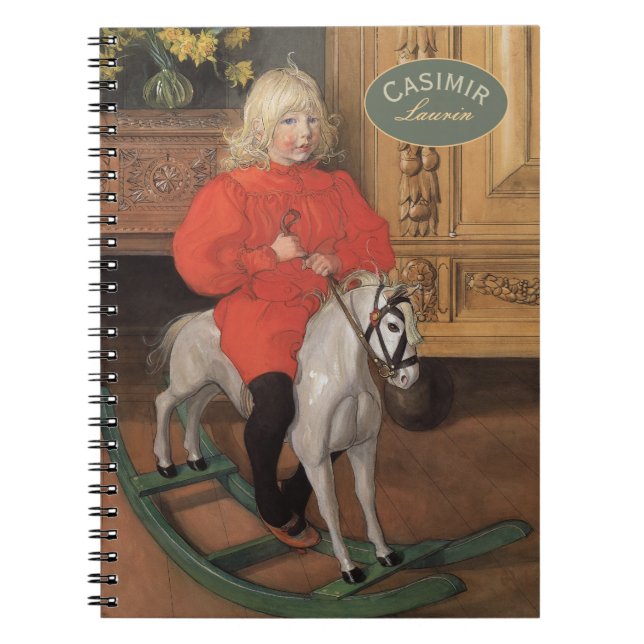 Caderno Espiral Carl Larsson Menino em cavalo de balanço CC1060 (Frente)