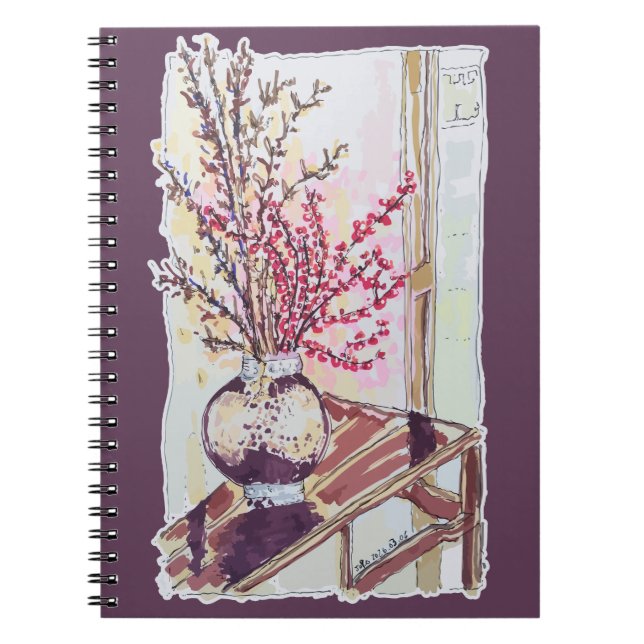 Caderno Espiral Carmesim Flor de Ameixa (Frente)