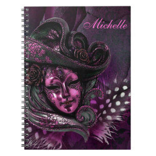 Caderno Espiral Carnaval Máscara-Rosa Damáscara Nota