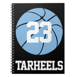 Caderno Espiral Carolina Blue Basball Study Name and Number