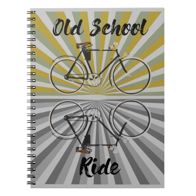 Caderno Espiral Carona antiga da escola Fahrrad, bicicleta retrô,  (Frente)