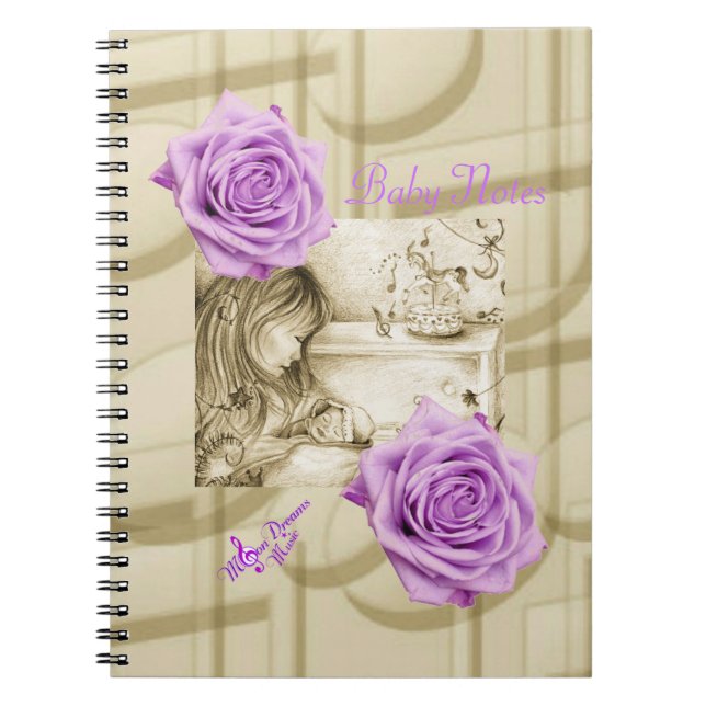 Caderno Espiral Carousel Sonha Rosas Roxos e Notebook de Música (Frente)