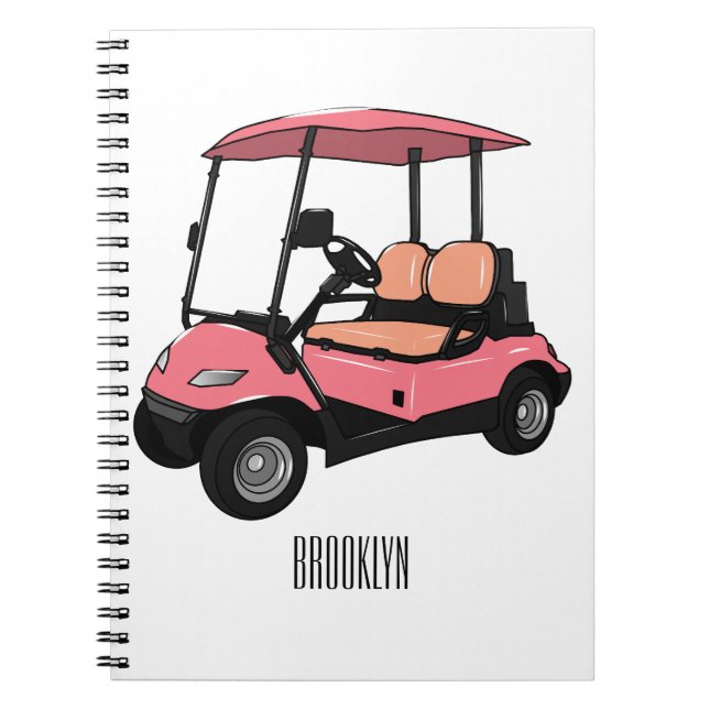 Caderno Espiral Carrinho de golfe / desenho animado de buggy de go (Frente)