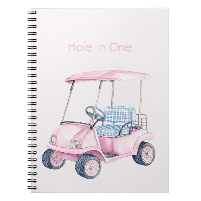 Caderno Espiral Carrinho de Golfe Rosa (Frente)