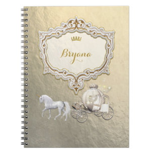 Caderno Espiral Carrinho de Histórias da Princesa Real Dourada & U
