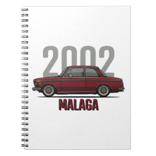 Caderno Espiral Carro Clássico BMW 2002 Vermelho Malaga