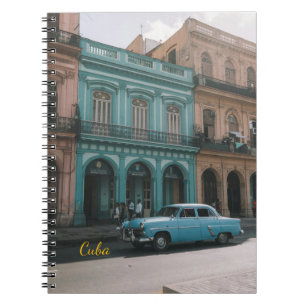 Caderno Espiral Carro Clássico Turquesa Antigo Havana Cuba Colonia