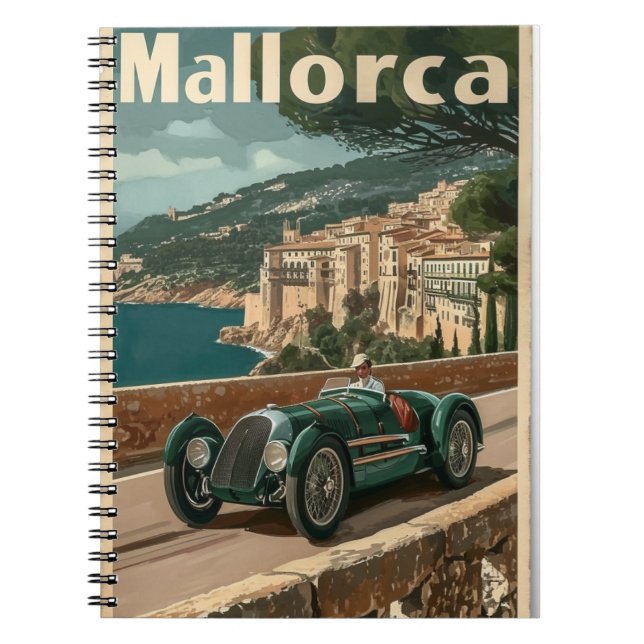 Caderno Espiral Carro de corrida em Mallorca (Frente)