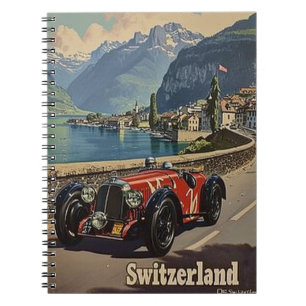 Caderno Espiral Carro de Corrida Vintage na Suiça