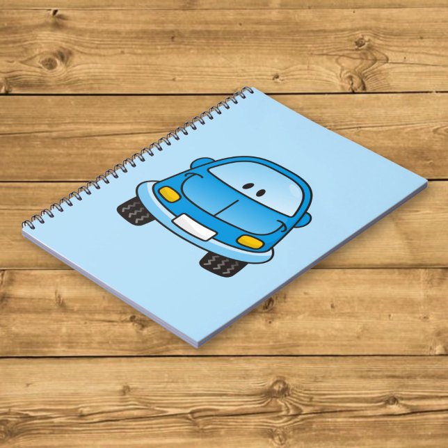Caderno Espiral Carro de desenho azul (Criador carregado)