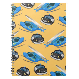 Caderno Espiral Carro de Polícia e helicóptero