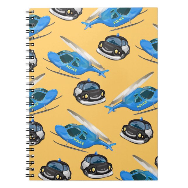Caderno Espiral Carro de Polícia e helicóptero (Frente)