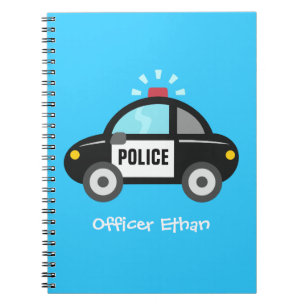 Caderno Espiral Carro de Polícia Fofo com Sirene para Crianças