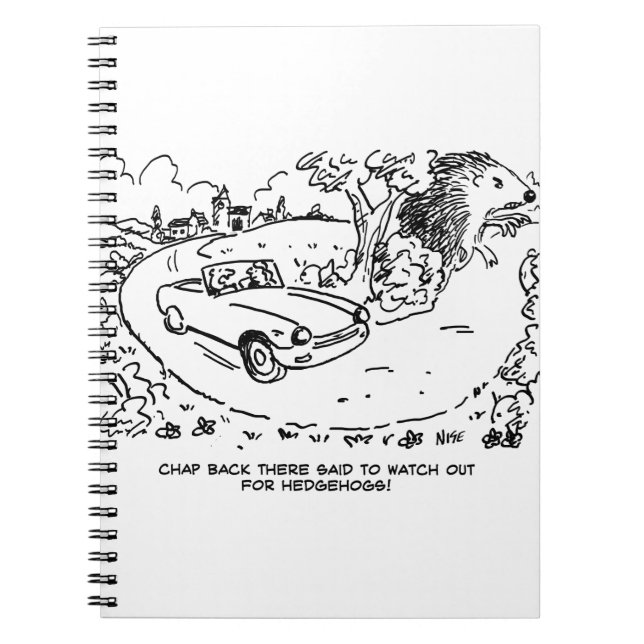 Caderno Espiral Carro desportivo em campo com porco (Frente)