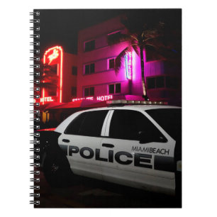 Caderno Espiral Carro policial em Miami Beach no Ocean Drive