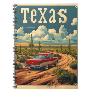 Caderno Espiral Carro vintage do Deserto do Texas
