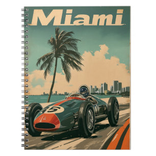 Caderno Espiral Carro Vintage Racing em Miami