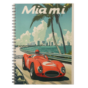 Caderno Espiral Carro Vintage Racing em Miami