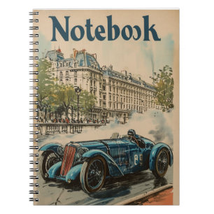 Caderno Espiral Carro Vintage Racing em Paris