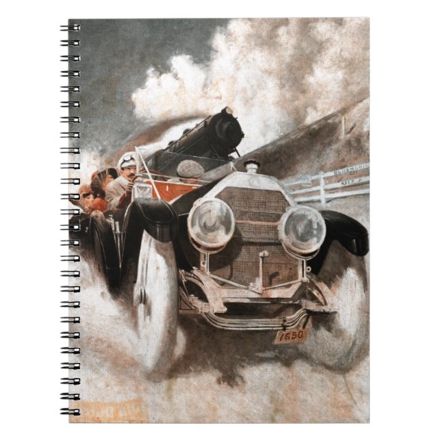 Caderno Espiral Carro vs Comboio por William Harnden Foster (Frente)