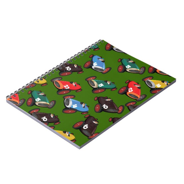 Caderno Espiral Carros de Corrida Antigos (Left Side)